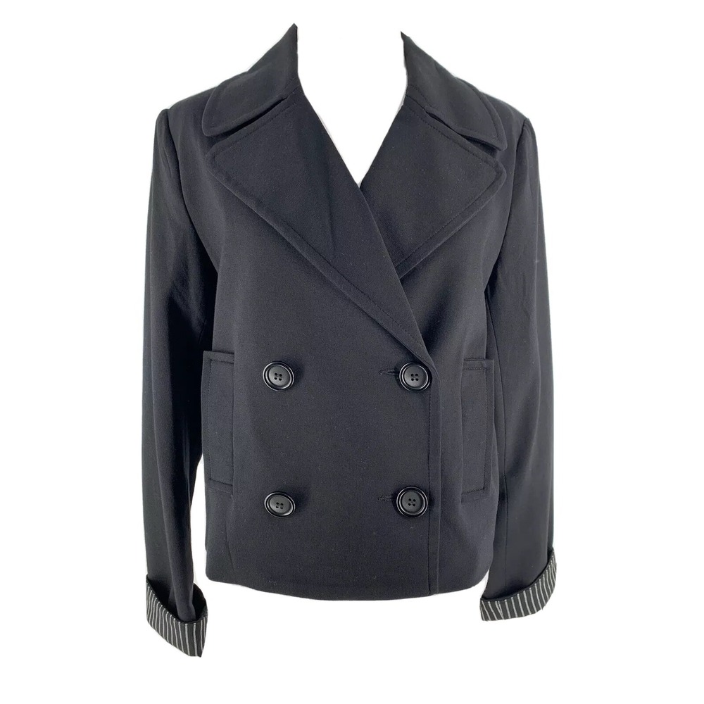 Catherine Malandrino Women's Black Long Sleeve Peacoat Jacket Size 10 NEW